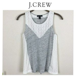 J. CREW Eyelet Heather Gray Linen Top